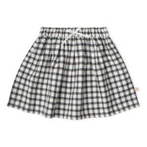 Organic Twill Skirt - Charcoal Plaid