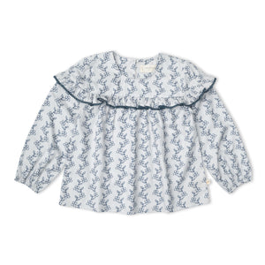 Organic Ruffle Cotton Blouse - Bluebell Vine
