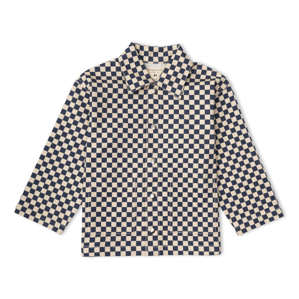 Organic Twill Button Jacket - Midnight Check