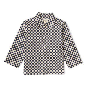 Organic Twill Button Jacket - Midnight Check