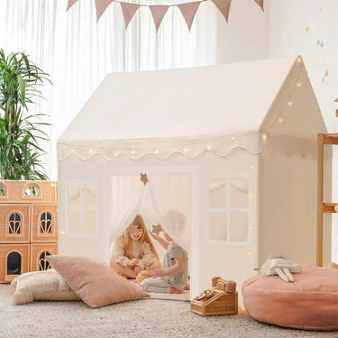 Tiny Land® Natural Cream Playhouse Tent for Kids - Cozy indoor play tent for imaginative fun.
