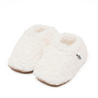 Tedy Baby Booties House Slippers, Non-Slip Sole, Organic Cotton Lining, Home Nursery Shoes White