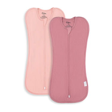 Easy Zipper Swaddle Blankets in Blush and Mauve for comfortable and secure baby sleep.