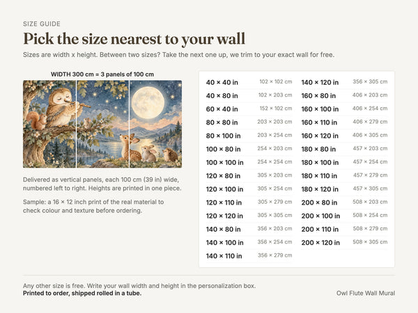 Watercolor Owl Flute Wall Mural, image 5