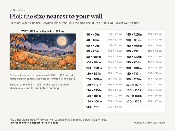 Watercolor Pumpkin Moon Halloween Wall Mural, image 5