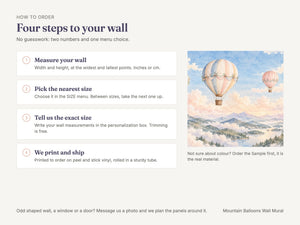 Watercolor Mountain Hot Air Balloons Wall Mural, image 6