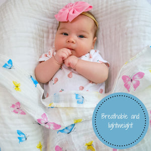 Butterfly Kisses Baby Muslin Swaddle Blanket