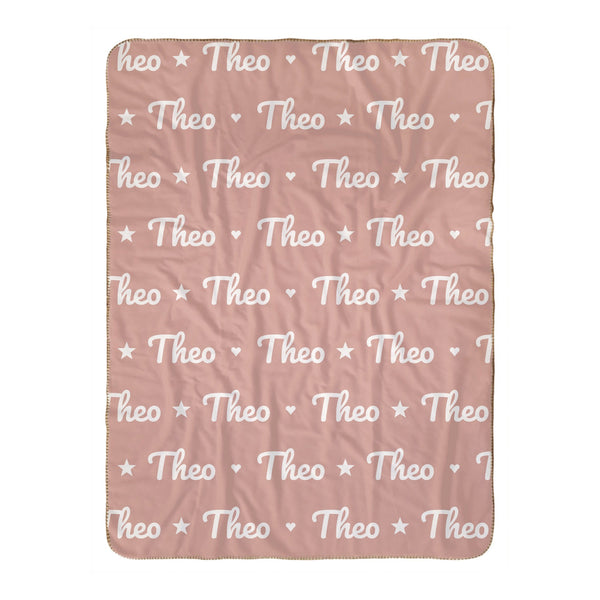 Name Pattern sherpa baby blanket in blush