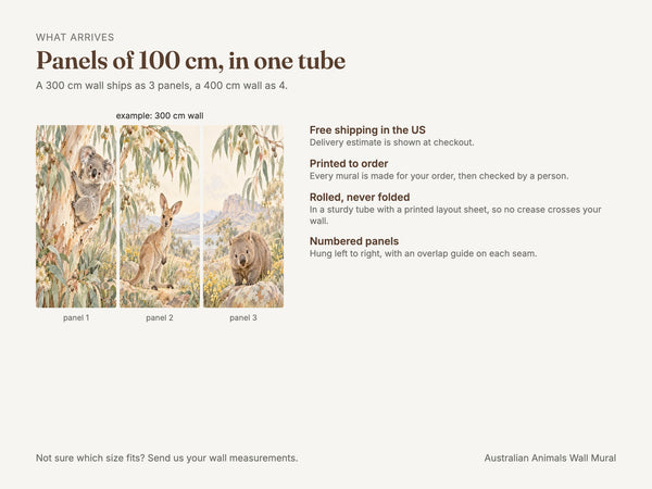 Watercolor Australian Animals Wall Mural, image 5