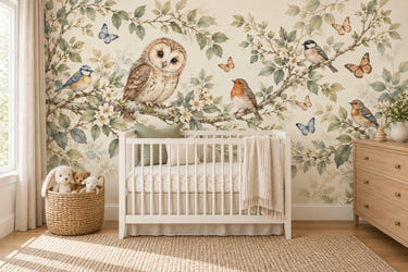 Watercolor Forest Birds Wall Mural, image 1