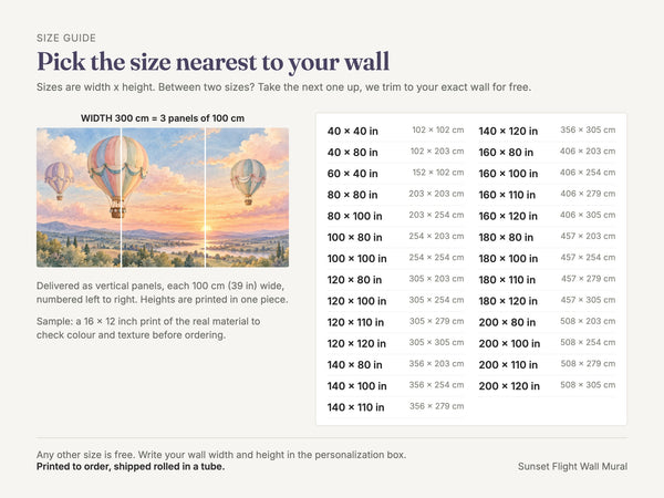 Watercolor Sunset Flight Hot Air Balloon Wall Mural, image 5