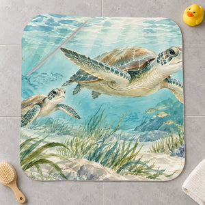 Sea Turtles Ocean kids hooded bath towel laid flat