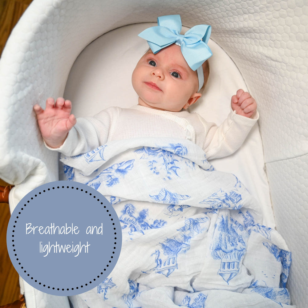 Chinoiserie Baby Muslin Swaddle Blanket - MOOGCO Baby