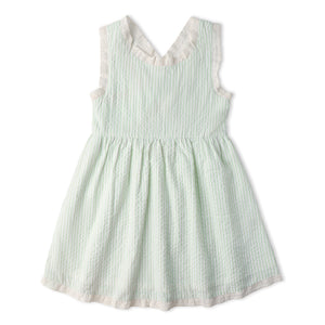 Organic Cross Back Dress - Basil Stripes