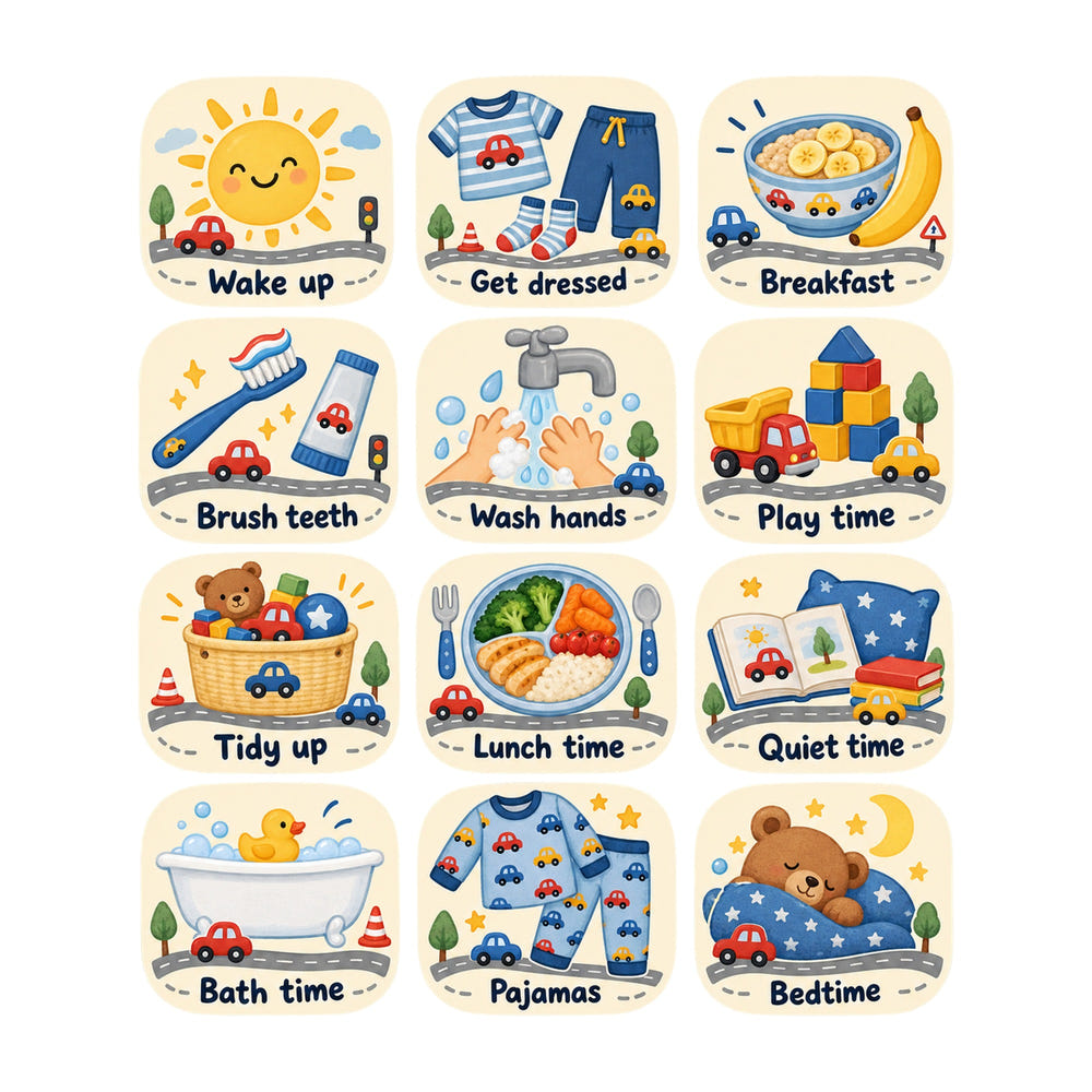 Vehicle Daily Routine Wall Decals, Set of 12, image 1