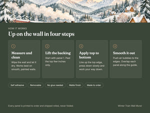 Watercolor Winter Train Wall Mural, image 9
