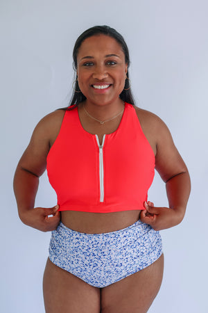Crop Zip Up Breastfeeding Swimsuit Top 2026
