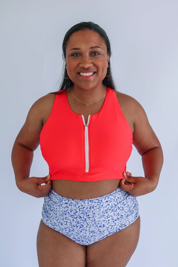 Crop Zip Up Breastfeeding Swimsuit Top 2026
