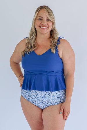 Tie Shoulder Breastfeeding Peplum Tankini Swimsuit Top 2026