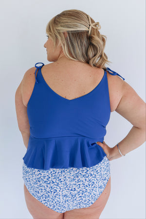 Tie Shoulder Breastfeeding Peplum Tankini Swimsuit Top 2026