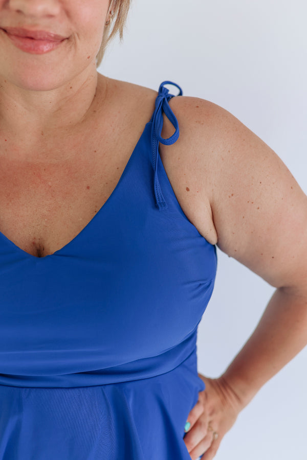 Tie Shoulder Breastfeeding Peplum Tankini Swimsuit Top 2026