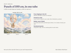 Watercolor Bear Hot Air Balloon Wall Mural, image 8