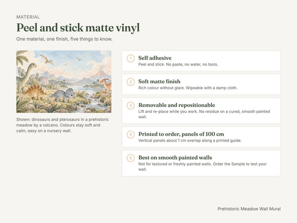 Watercolor Prehistoric Meadow Dinosaur Wall Mural, image 7
