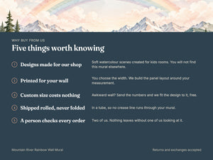 Watercolor Mountain River Rainbow Wall Mural, image 9