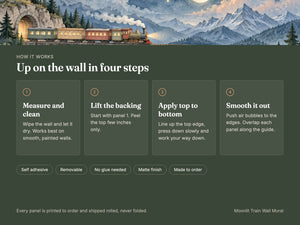 Watercolor Moonlit Train Wall Mural, image 9