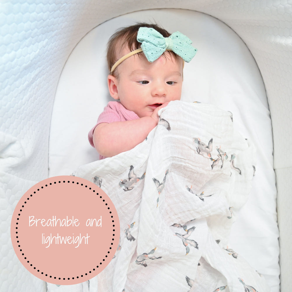 Mallard Duck Magic: 47" x 47" 100% Muslin Cotton Baby Swaddle Blankets - MOOGCO Baby