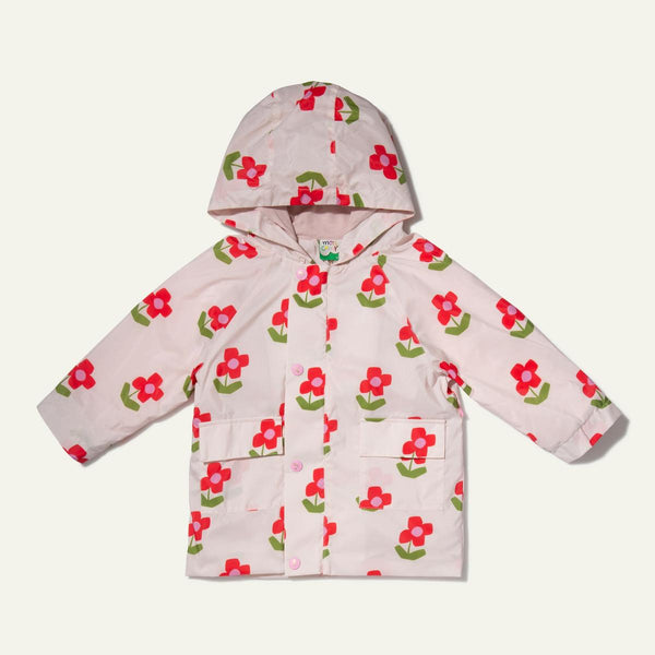 Manymoons Recycled Flower Baby Raincoat Pink Petal Floral
