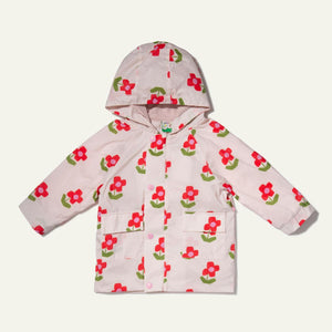 Recycled Fabric Flower Baby Raincoat - Pink Petal Floral