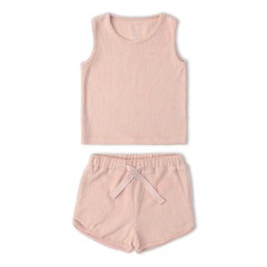 Organic Sleeveless Tee & Shorts Set - Blush
