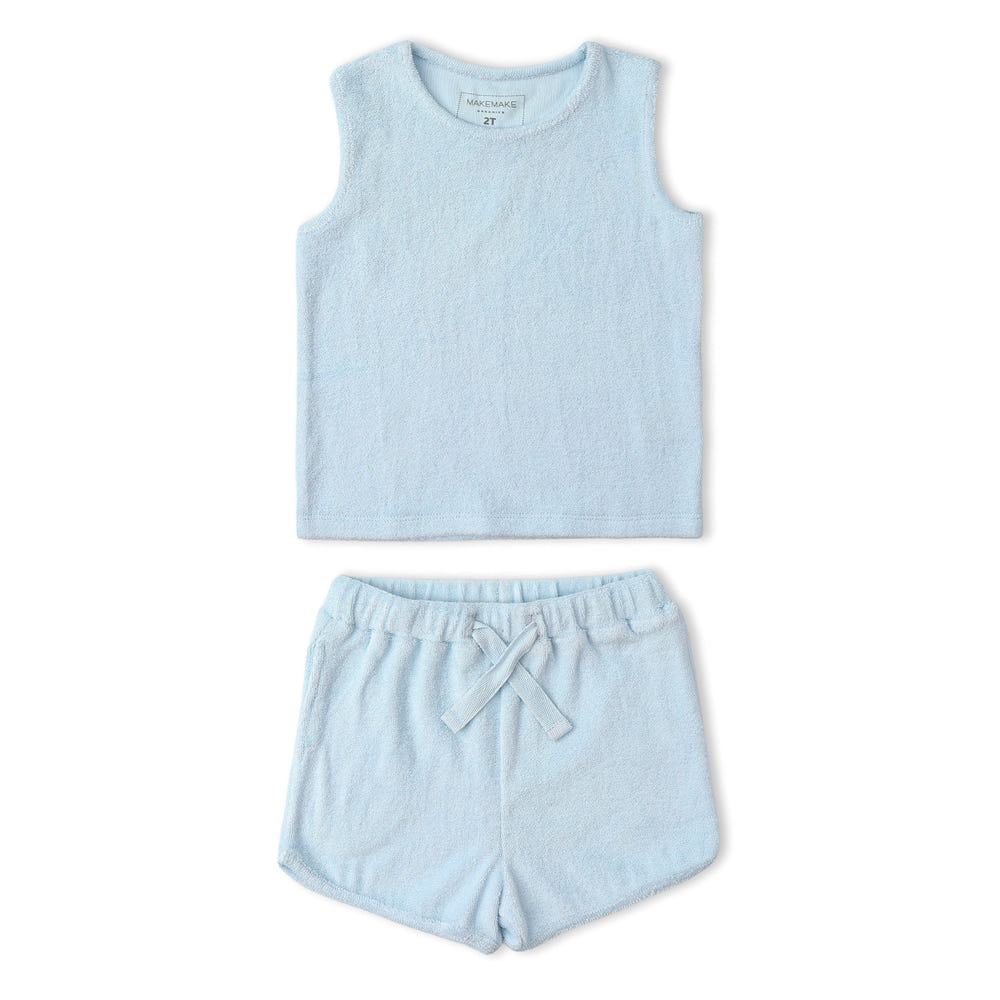 Organic Sleeveless Tee & Shorts Set - Light Blue