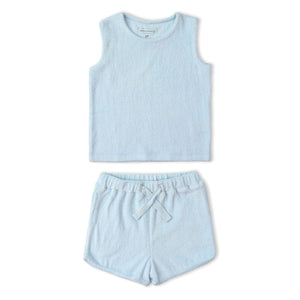 Organic Sleeveless Tee & Shorts Set - Light Blue