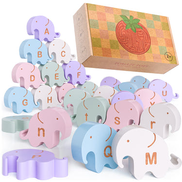 Tomaze Alphabet Elephants: Colorful baby toy promoting learning and safety for infants and toddlers.