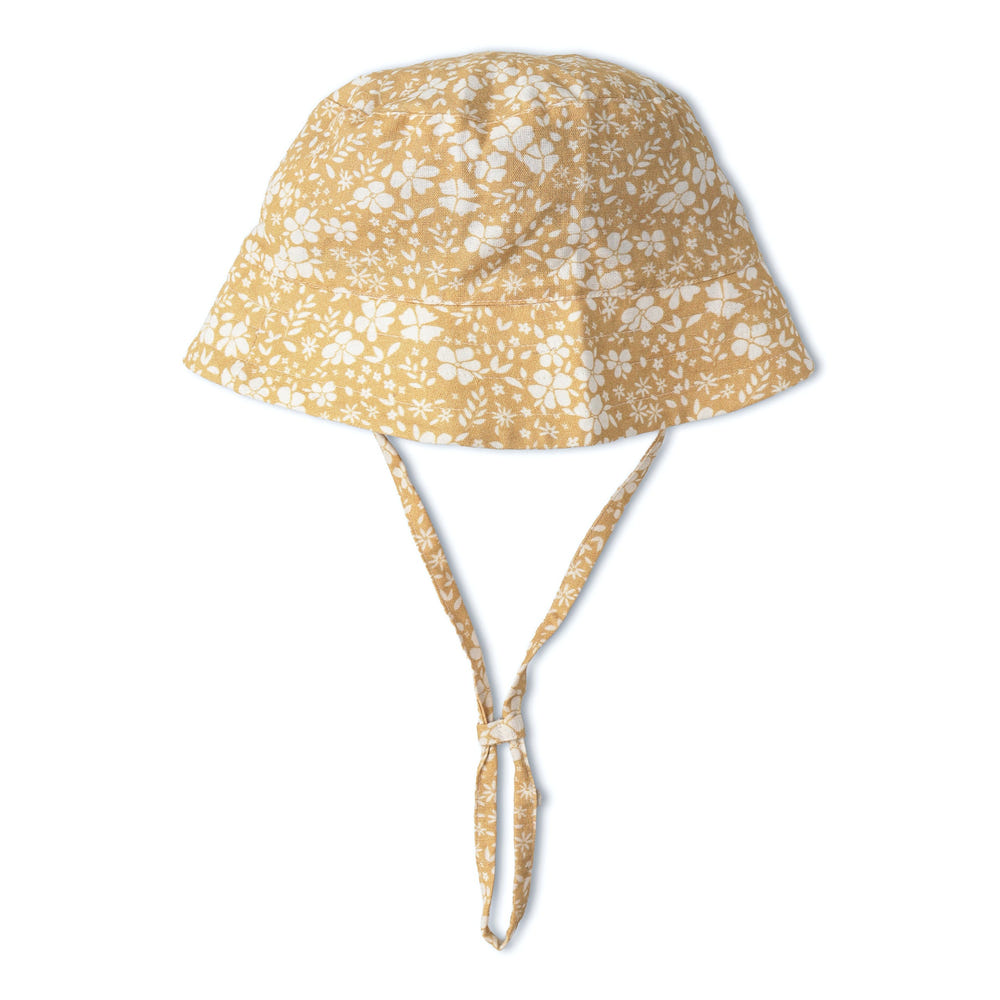 Organic Bucket Sun Hat - Yellow Blossom