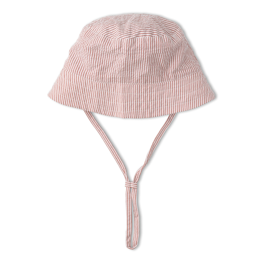 Organic Bucket Sun Hat - Coral Stripes