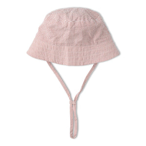 Organic Bucket Sun Hat - Coral Stripes