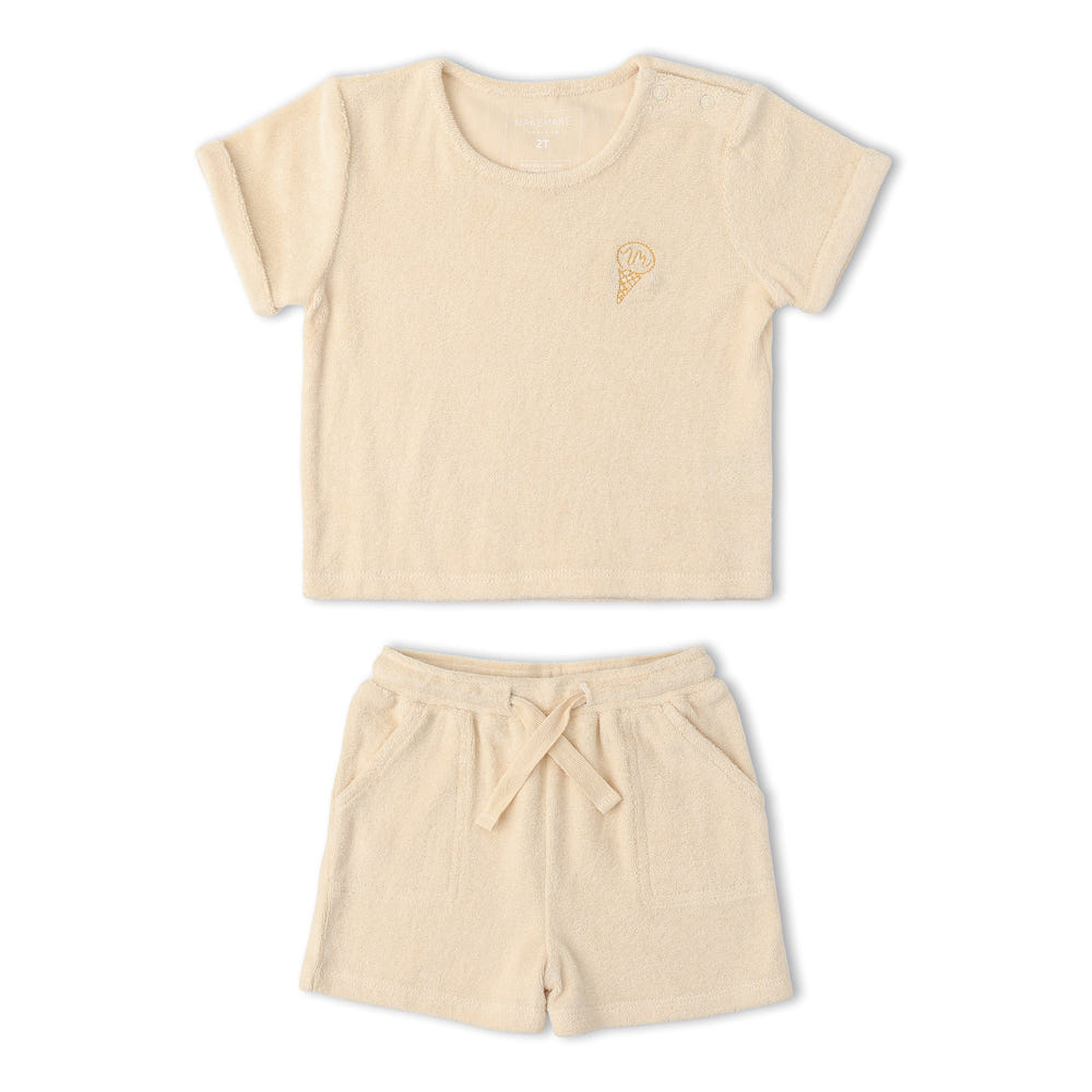 Organic Terry Tee & Shorts Set - Butter Yellow