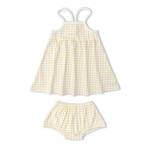 Organic Tie-Back Strap Dress - Dotty Gingham