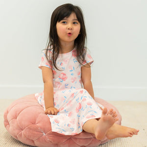 Swirly Girl Short Sleeve Dress - Peony Pink