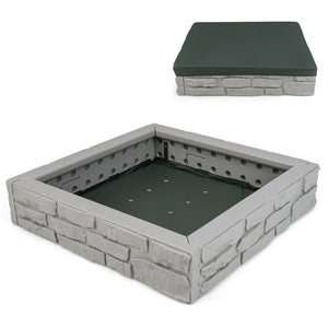 2-In-1 HDPE Kids Sandbox with Cover and Bottom Liner - Wooden