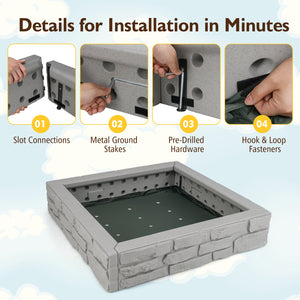 2-In-1 HDPE Kids Sandbox with Cover and Bottom Liner - Wooden