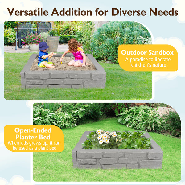 2-In-1 HDPE Kids Sandbox with Cover and Bottom Liner - Wooden