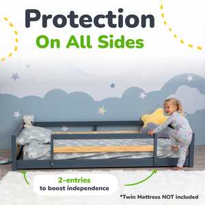 Twin Montessori-Inspired Floor Bed with Guardrails