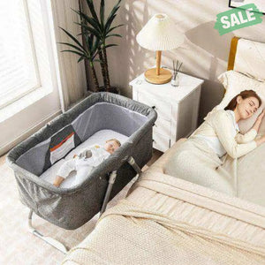 2-In-1 Baby Bassinet with Mattress and Net-Gray Bassinets & Bedside Sleepers