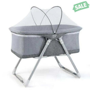 2-In-1 Baby Bassinet with Mattress and Net-Gray Bassinets & Bedside Sleepers