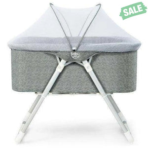 2-In-1 Baby Bassinet with Mattress and Net-Gray Bassinets & Bedside Sleepers