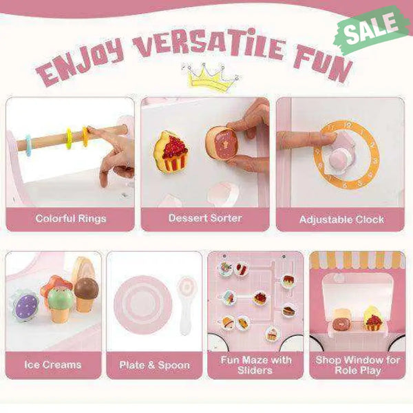 2-in-1 Baby Walker with Storage and Ice Creams for 1+ Years Old-Pink